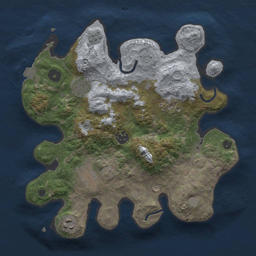 Rust Map: Procedural Map, Size: 3000, Seed: 16378, 12 Monuments