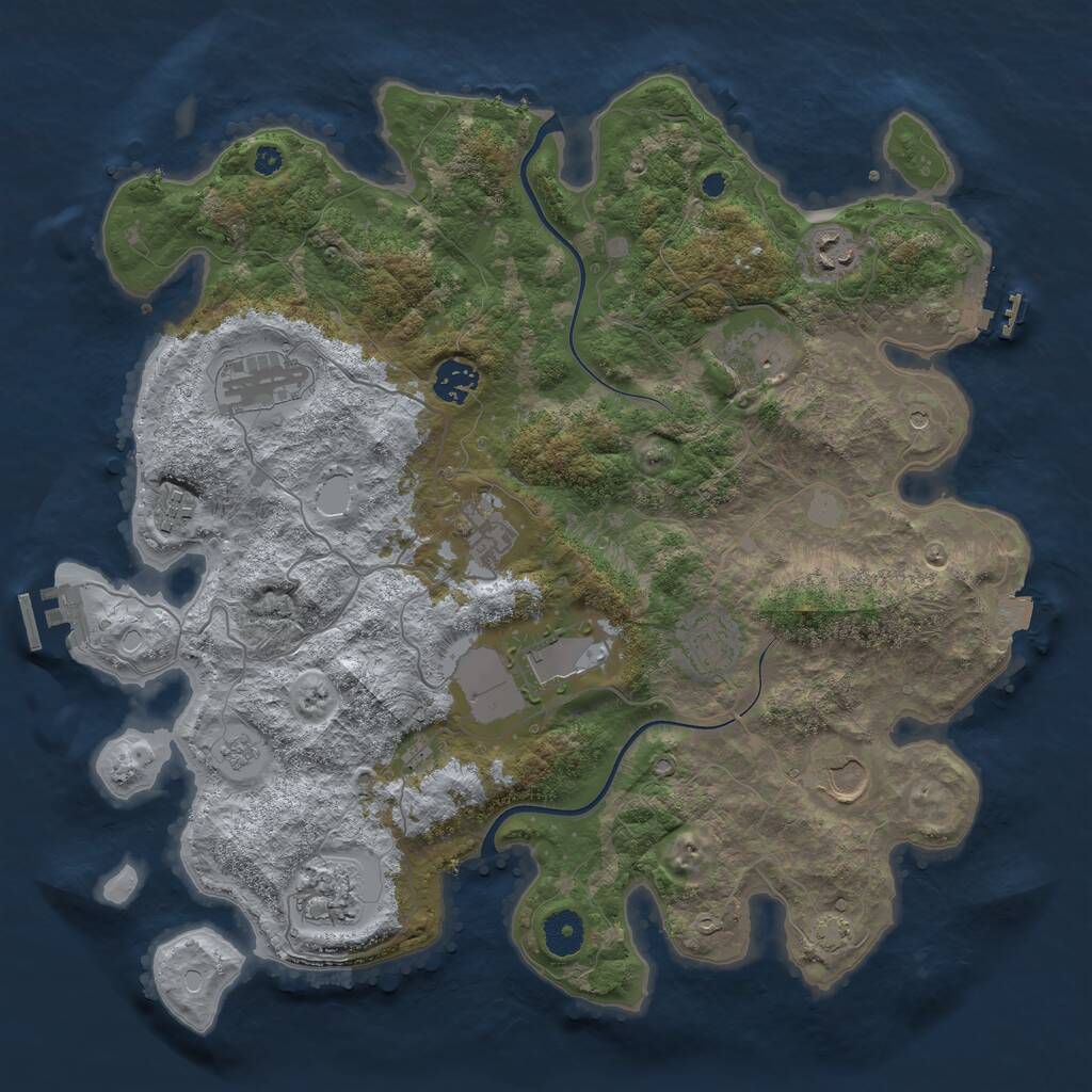 Rust Map: Procedural Map, Size: 3800, Seed: 19671999, 16 Monuments