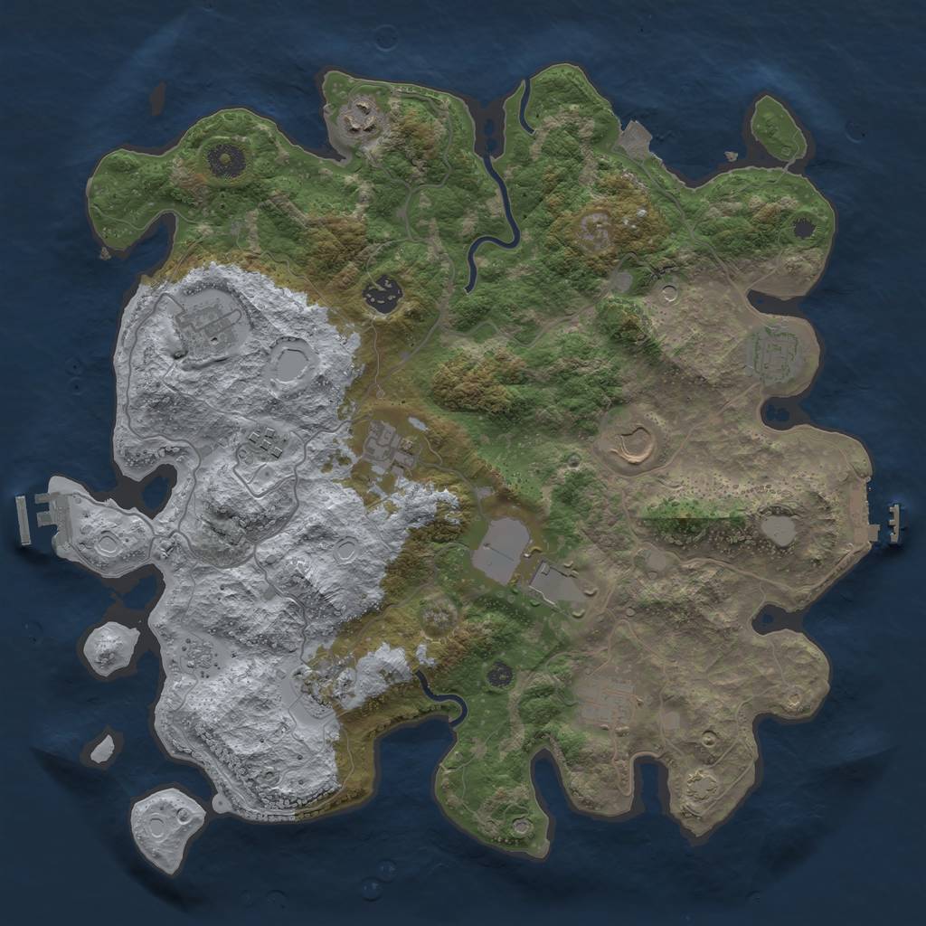 Rust Map: Procedural Map, Size: 3800, Seed: 19671999, 18 Monuments