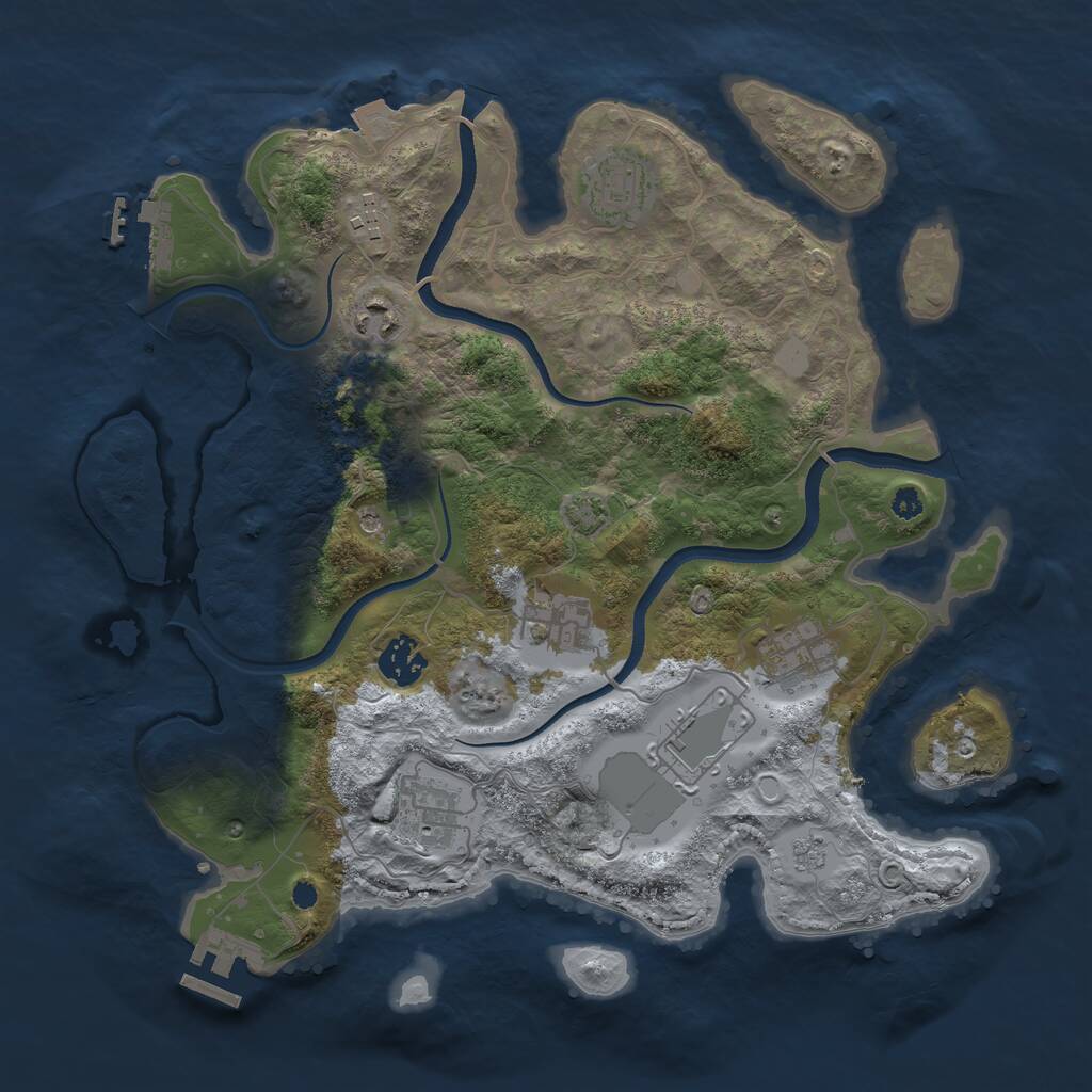 Rust Map: Procedural Map, Size: 3500, Seed: 1603112410, 14 Monuments