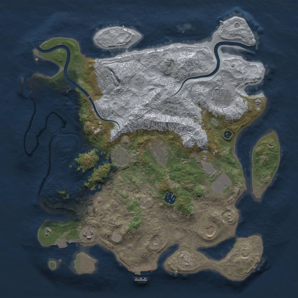 Rust Map: Procedural Map, Size: 3850, Seed: 94019584, 16 Monuments
