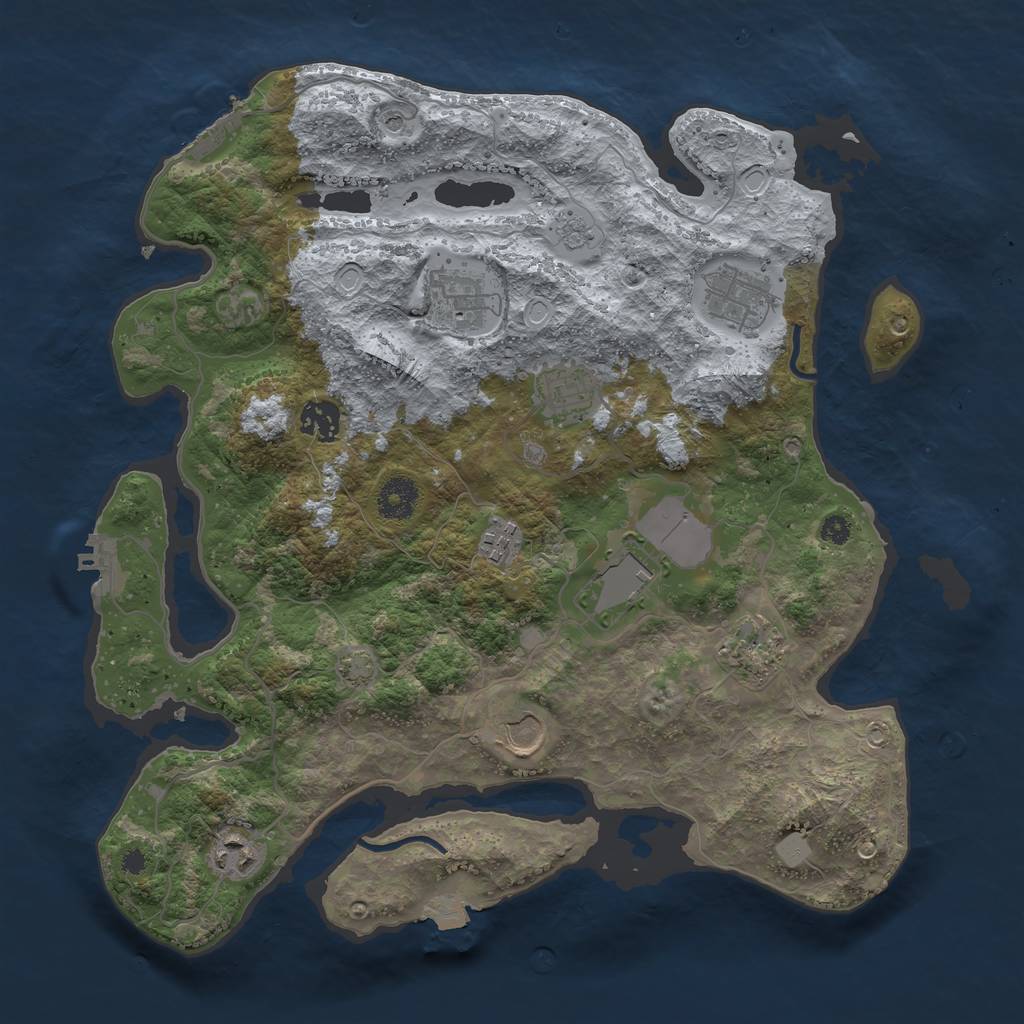 Rust Map: Procedural Map, Size: 3650, Seed: 35742224, 17 Monuments