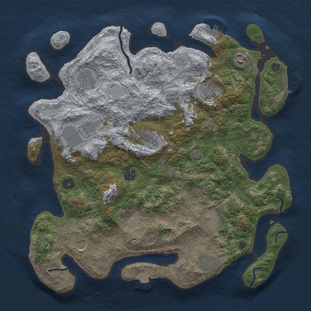 Rust Map: Procedural Map, Size: 3950, Seed: 87968640, 18 Monuments