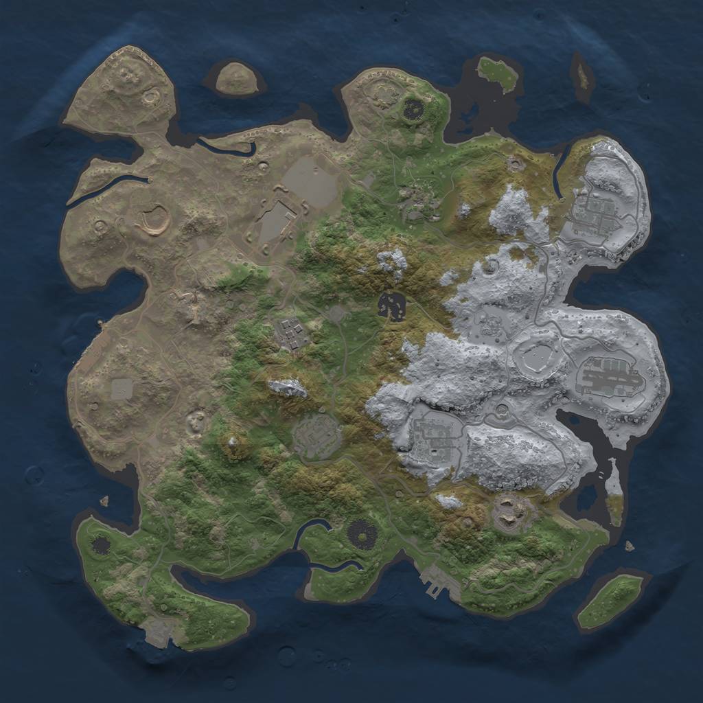 Rust Map: Procedural Map, Size: 3500, Seed: 152073262, 18 Monuments