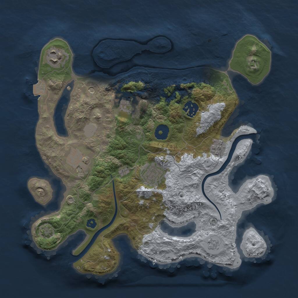 Rust Map: Procedural Map, Size: 3000, Seed: 798431354, 10 Monuments