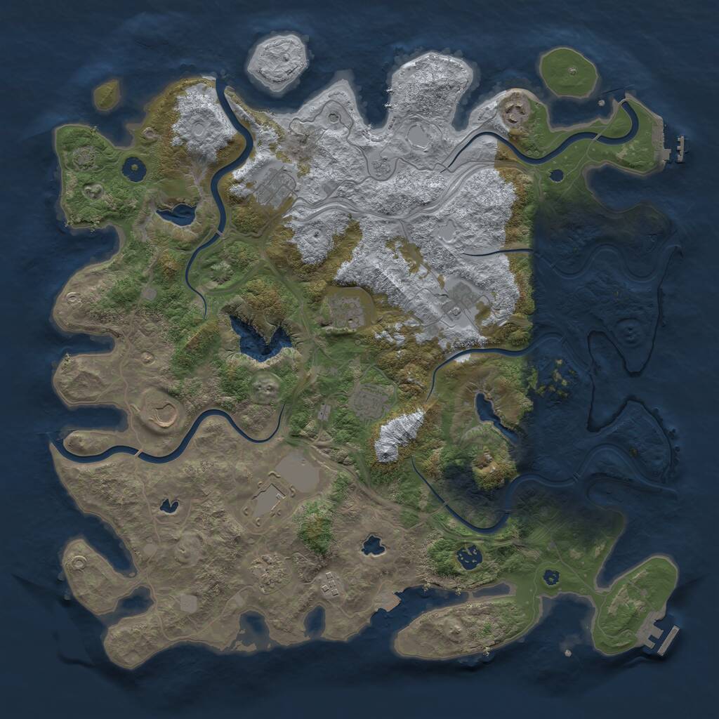 Rust Map: Procedural Map, Size: 4500, Seed: 36272086, 16 Monuments