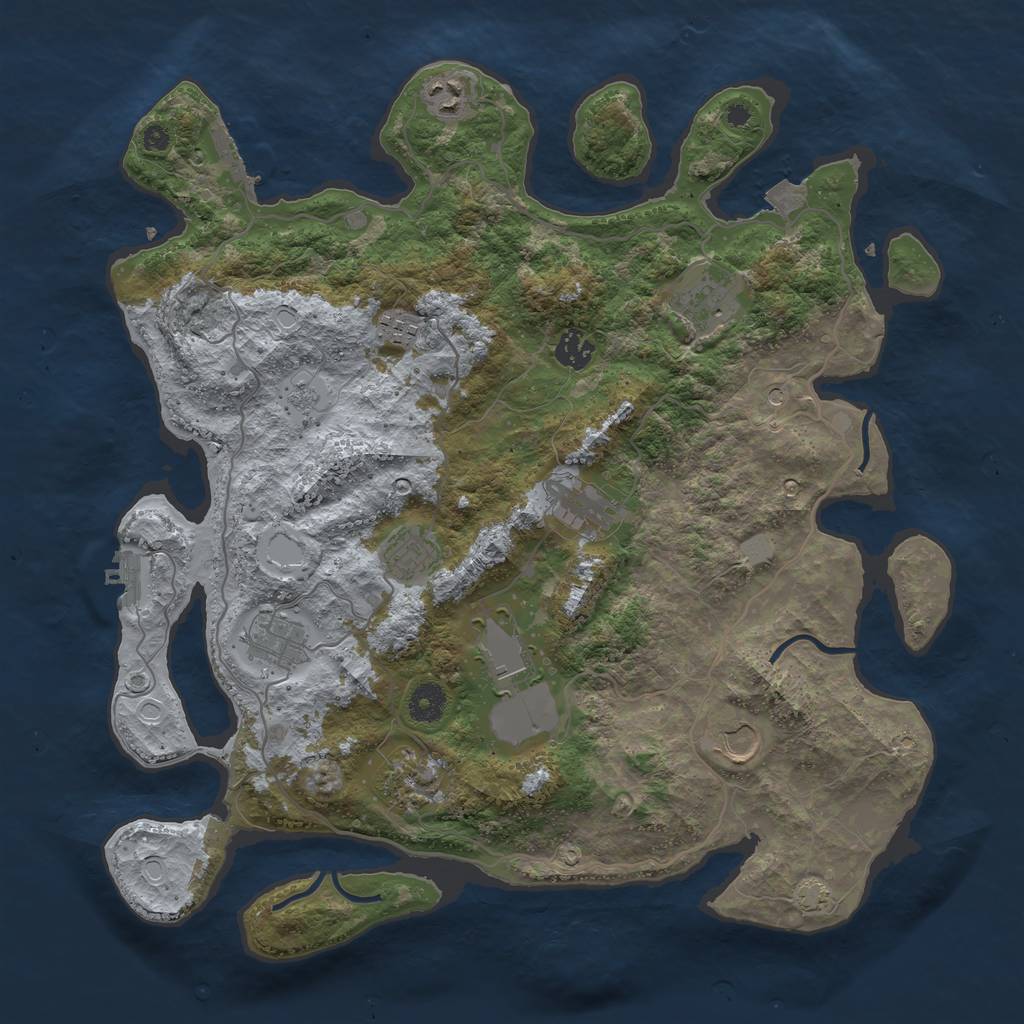 Rust Map: Procedural Map, Size: 4000, Seed: 990258, 18 Monuments