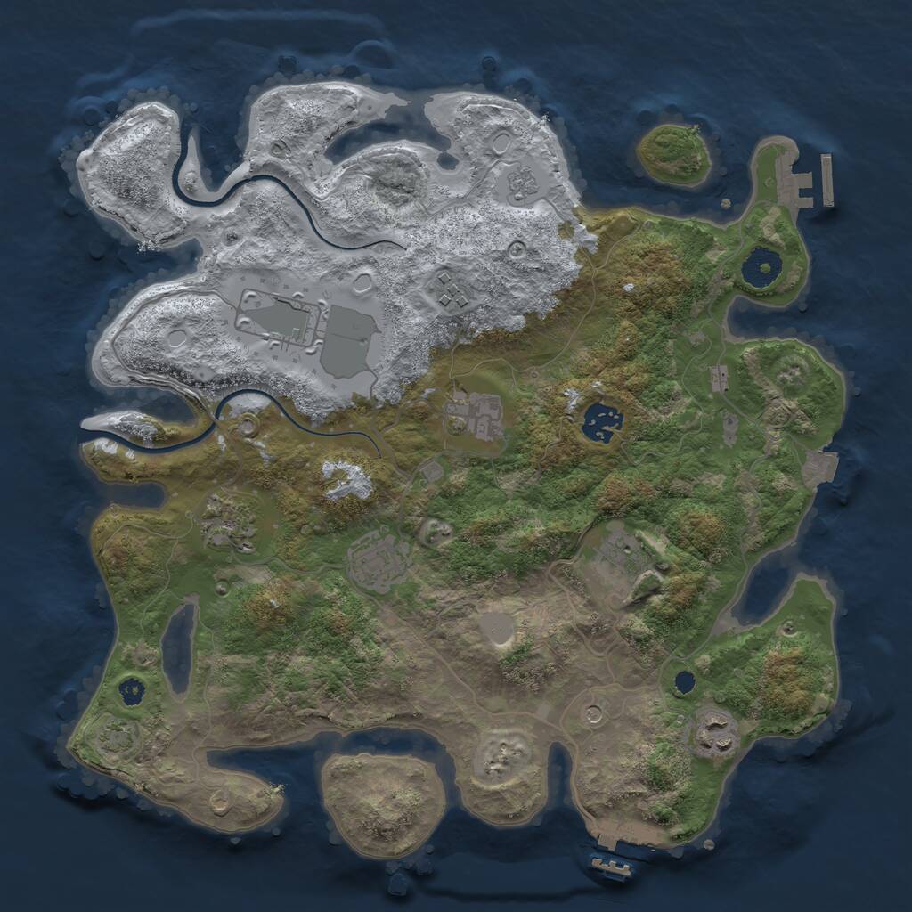 Rust Map: Procedural Map, Size: 3500, Seed: 653527945, 14 Monuments