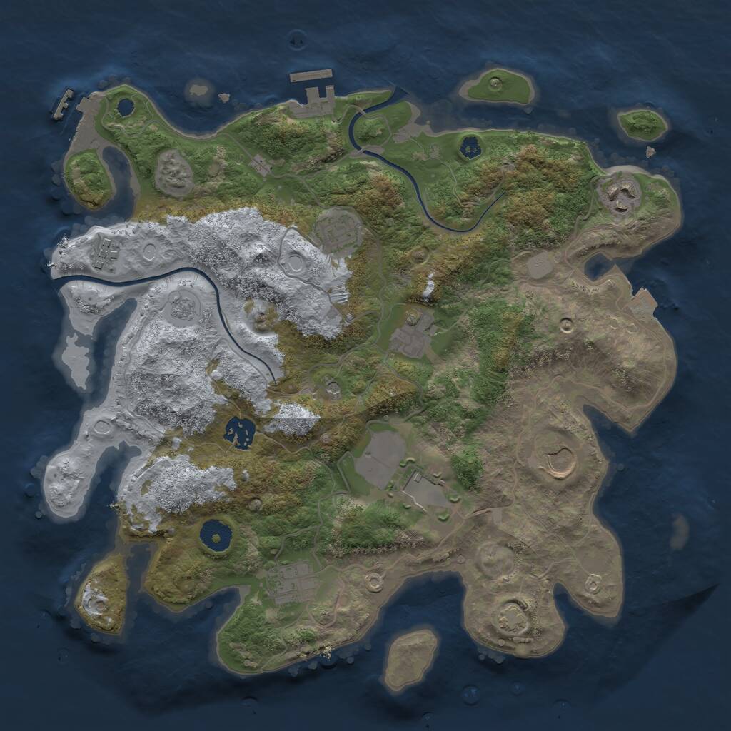 Rust Map: Procedural Map, Size: 3500, Seed: 1591403742, 14 Monuments