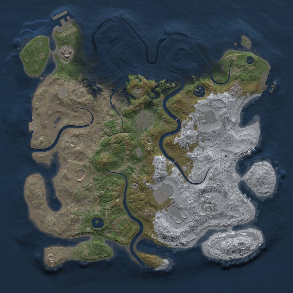 Rust Map: Procedural Map, Size: 3700, Seed: 30043599, 14 Monuments