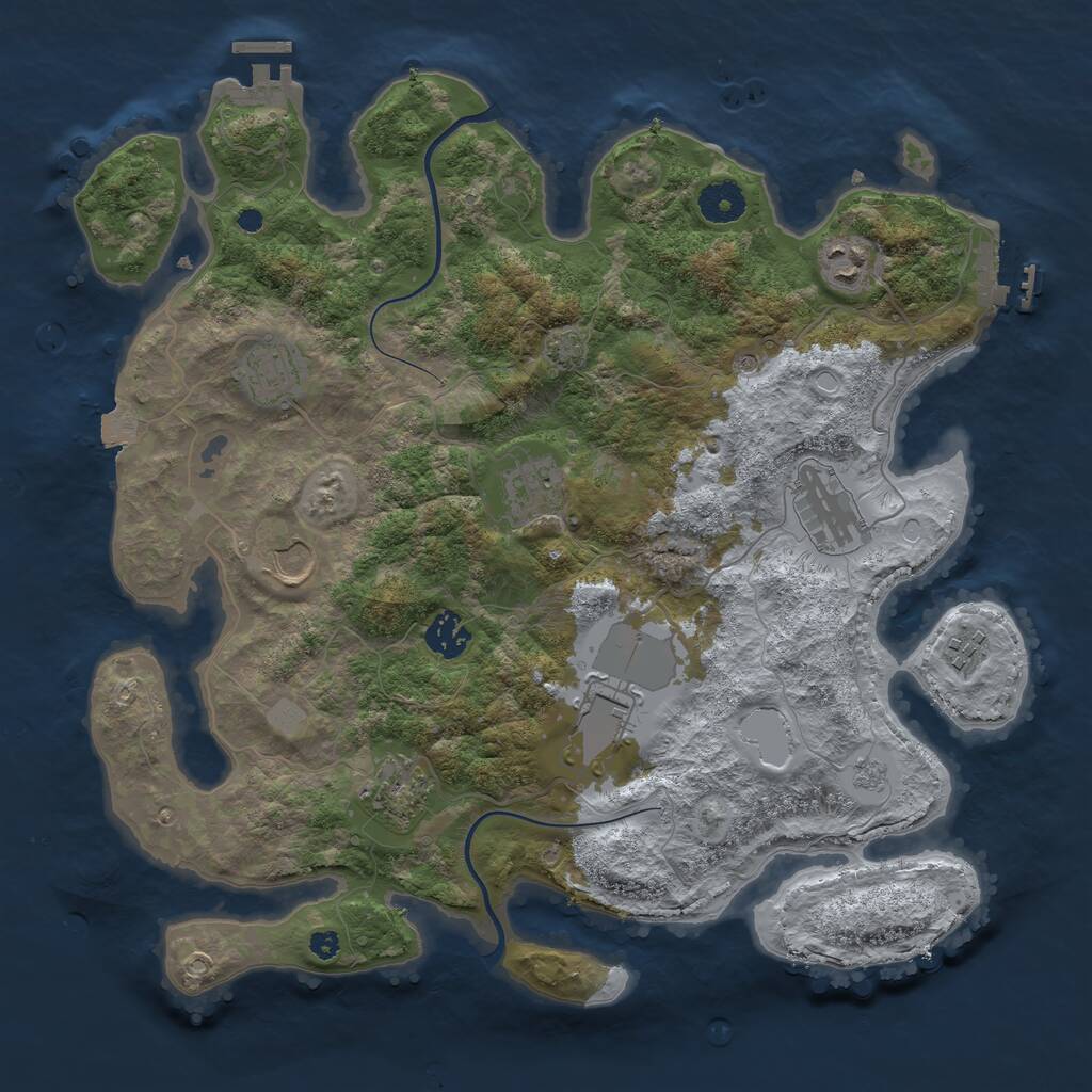 Rust Map: Procedural Map, Size: 3700, Seed: 30043599, 15 Monuments