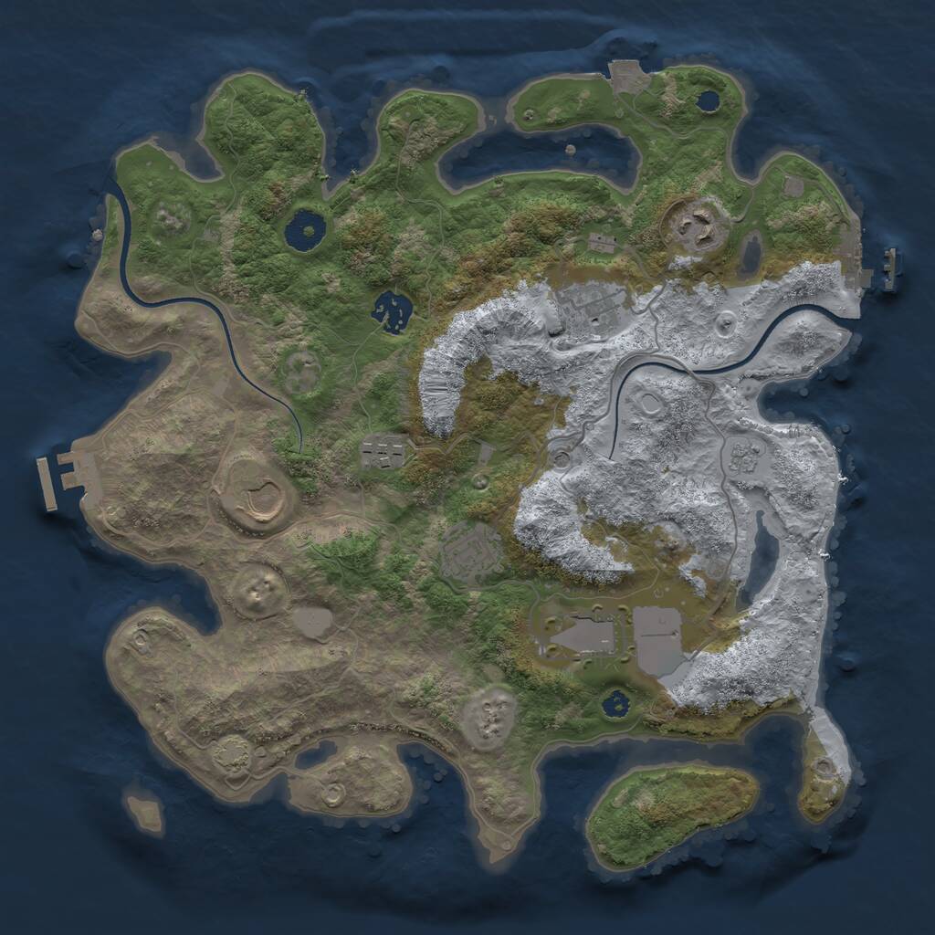 Rust Map: Procedural Map, Size: 3500, Seed: 2119852133, 13 Monuments