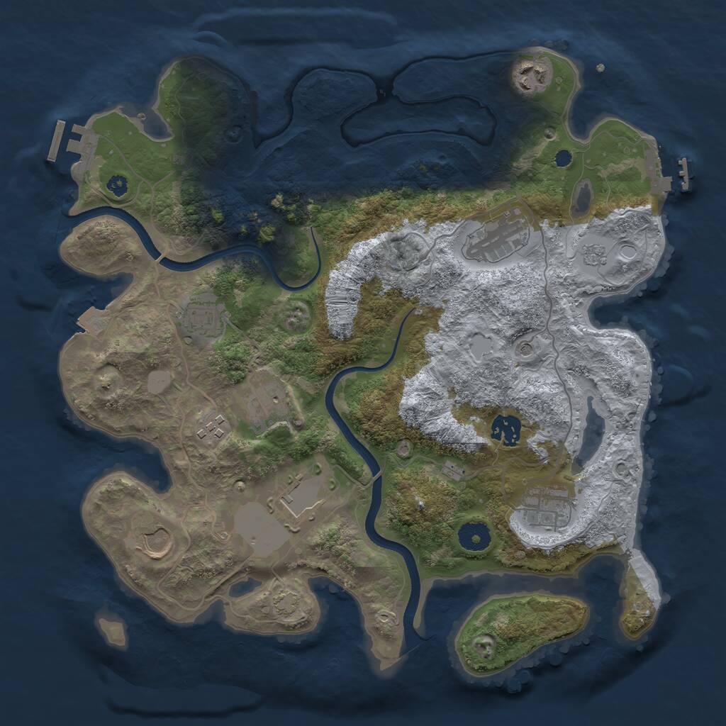 Rust Map: Procedural Map, Size: 3500, Seed: 2119852133, 15 Monuments