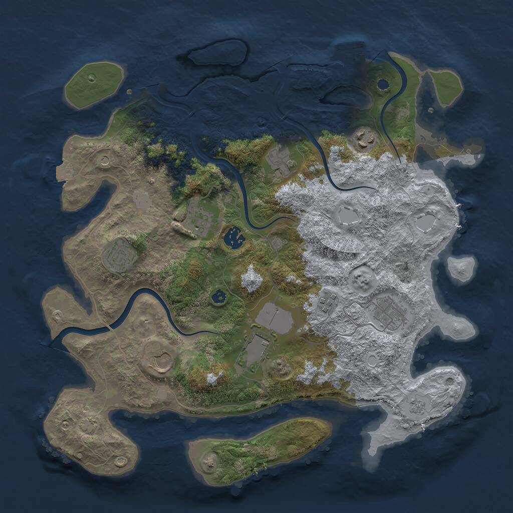 Rust Map: Procedural Map, Size: 3750, Seed: 40648473, 14 Monuments