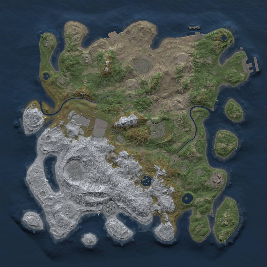 Rust Map: Procedural Map, Size: 3800, Seed: 35855460, 13 Monuments