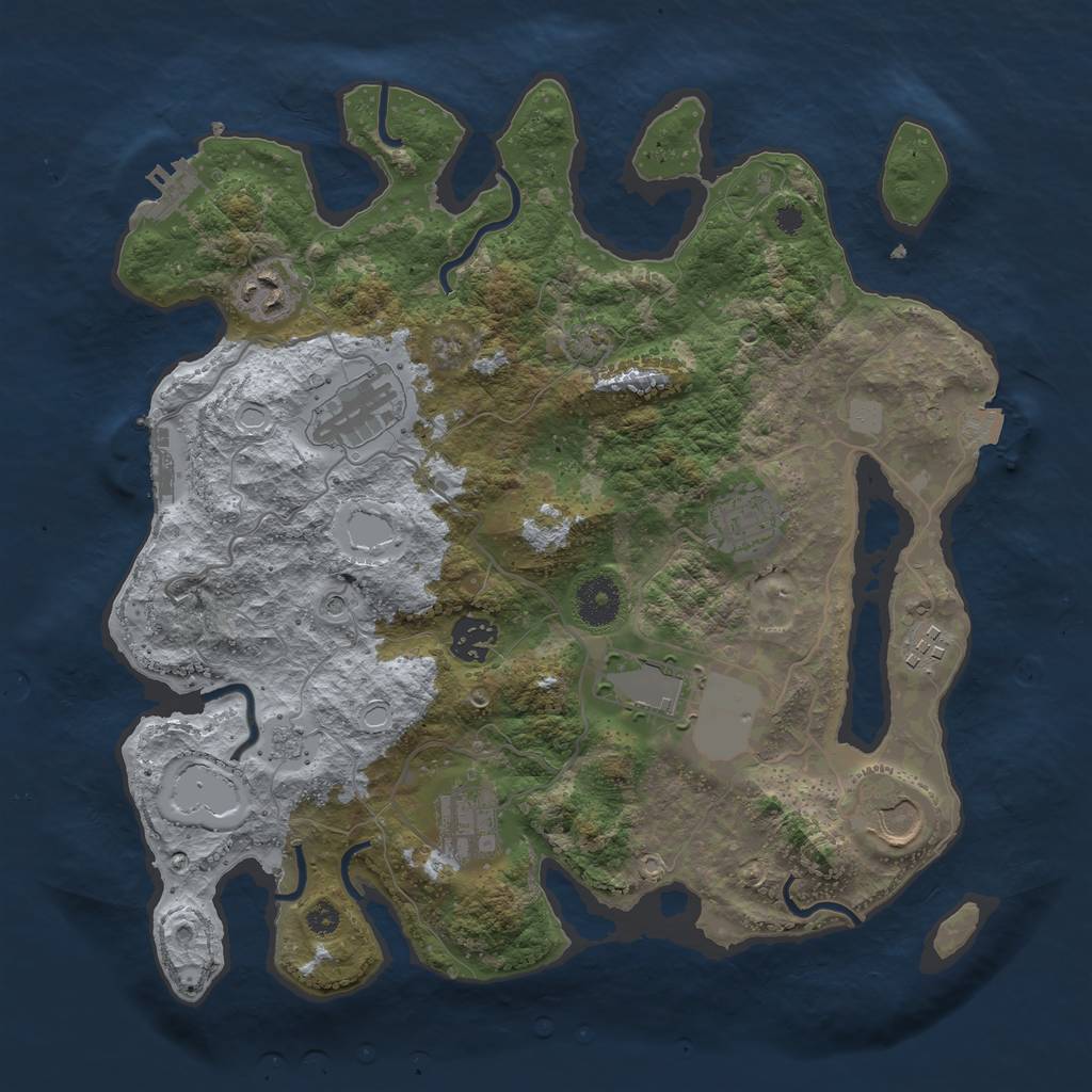 Rust Map: Procedural Map, Size: 3500, Seed: 38078656, 16 Monuments