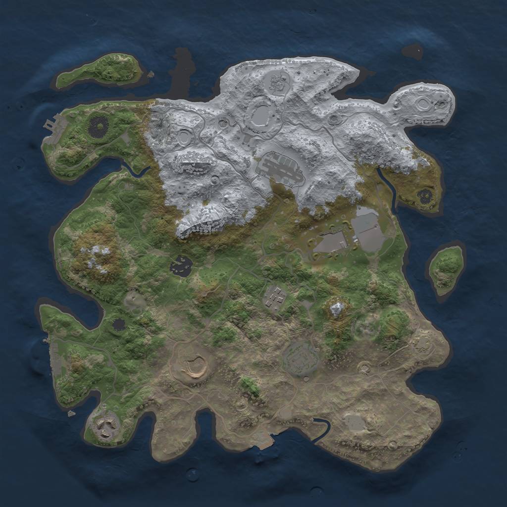 Rust Map: Procedural Map, Size: 3500, Seed: 1660535309, 15 Monuments