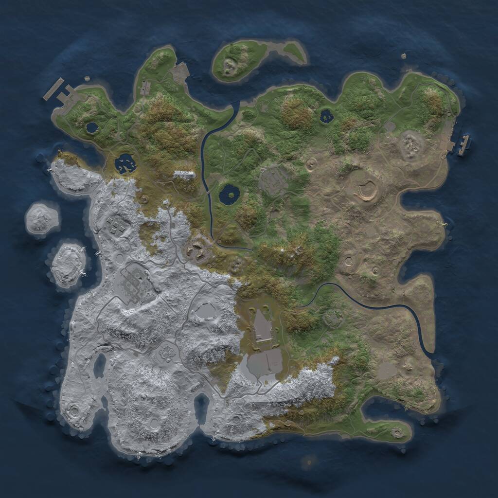 Rust Map: Procedural Map, Size: 3700, Seed: 85778133, 13 Monuments
