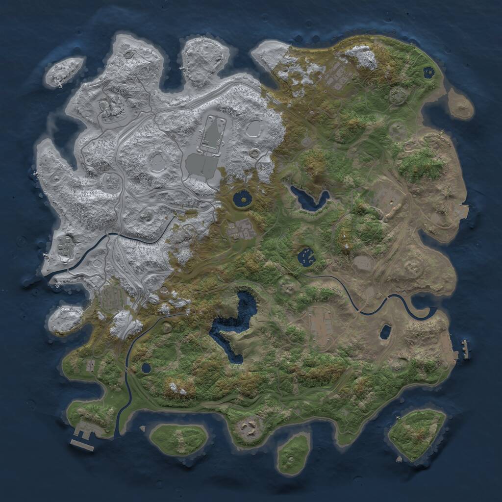 Rust Map: Procedural Map, Size: 4250, Seed: 1990739451, 16 Monuments