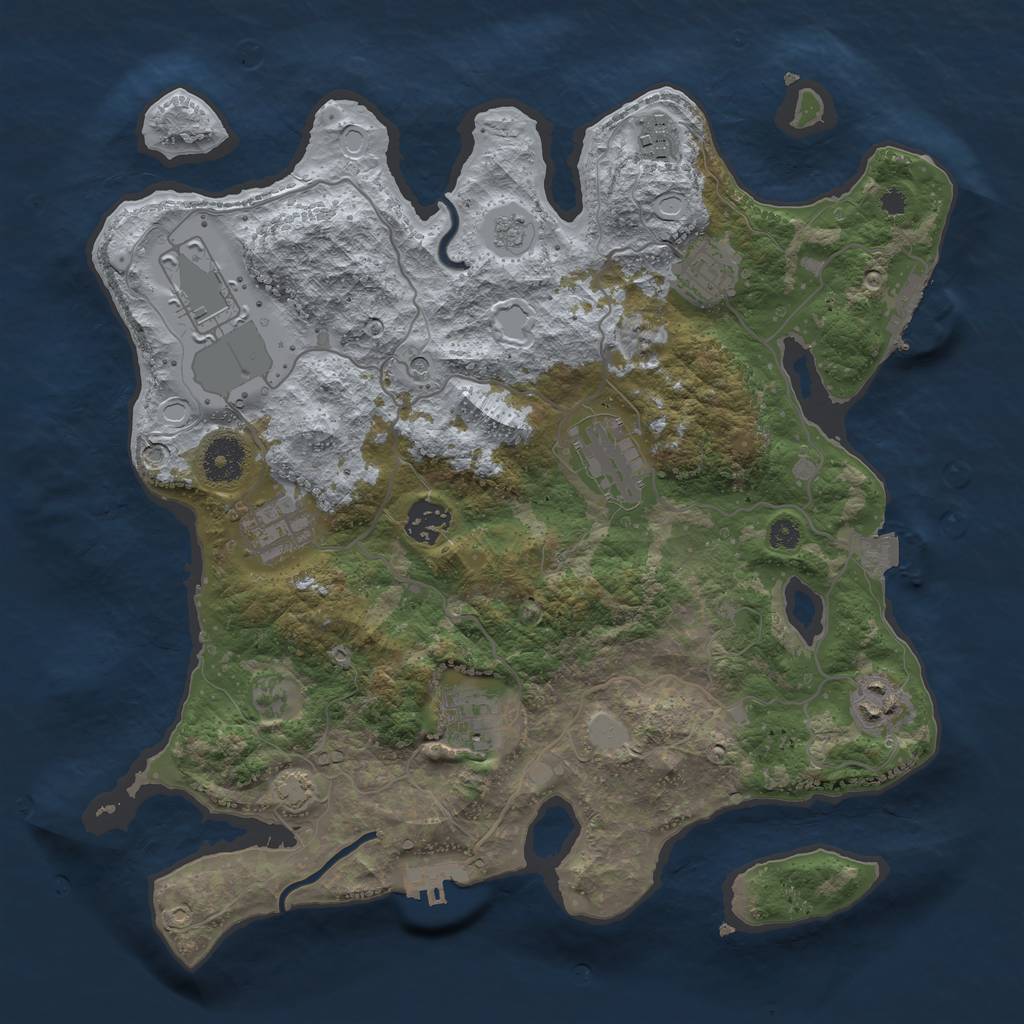 Rust Map: Procedural Map, Size: 3500, Seed: 416498434, 16 Monuments