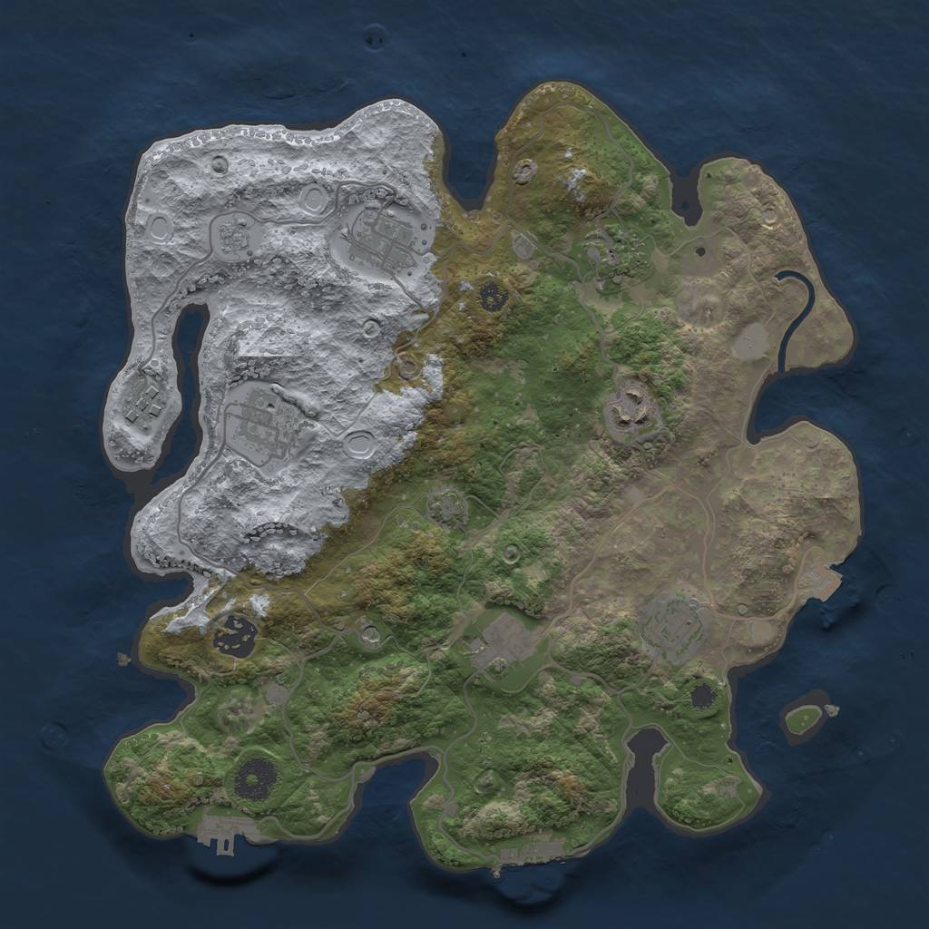 Rust Map: Procedural Map, Size: 3300, Seed: 2116333864, 16 Monuments