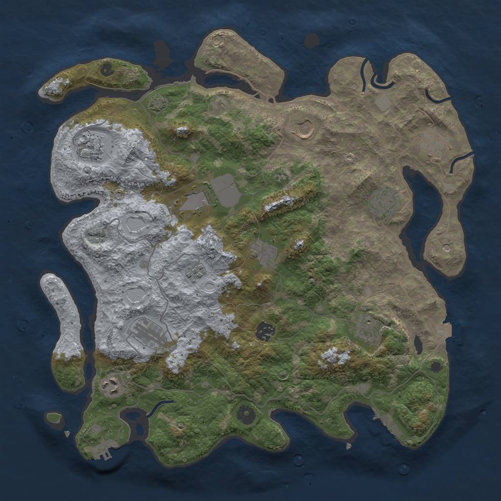 Rust Map: Procedural Map, Size: 4000, Seed: 94865061, 18 Monuments
