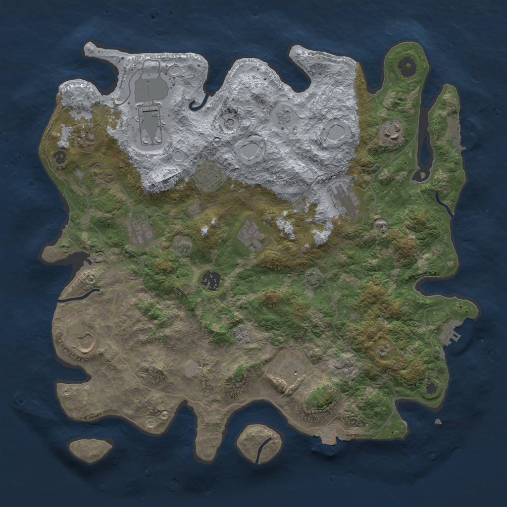 Rust Map: Procedural Map, Size: 4000, Seed: 48367409, 19 Monuments