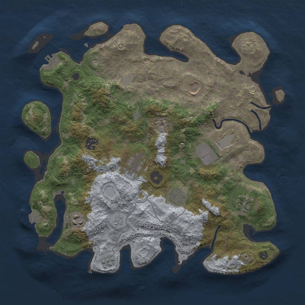 Rust Map: Procedural Map, Size: 3600, Seed: 555555, 15 Monuments