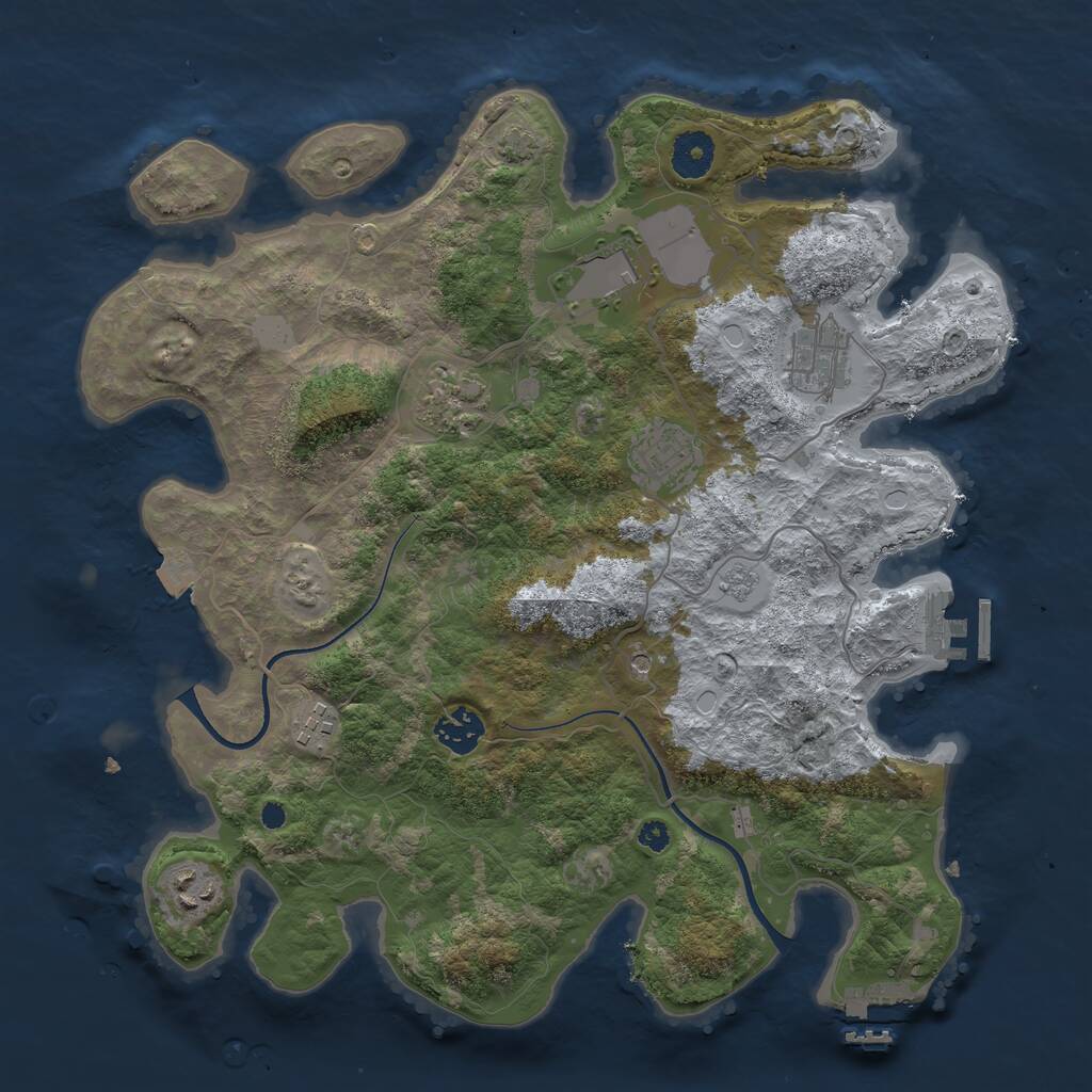 Rust Map: Procedural Map, Size: 3600, Seed: 83216697, 13 Monuments