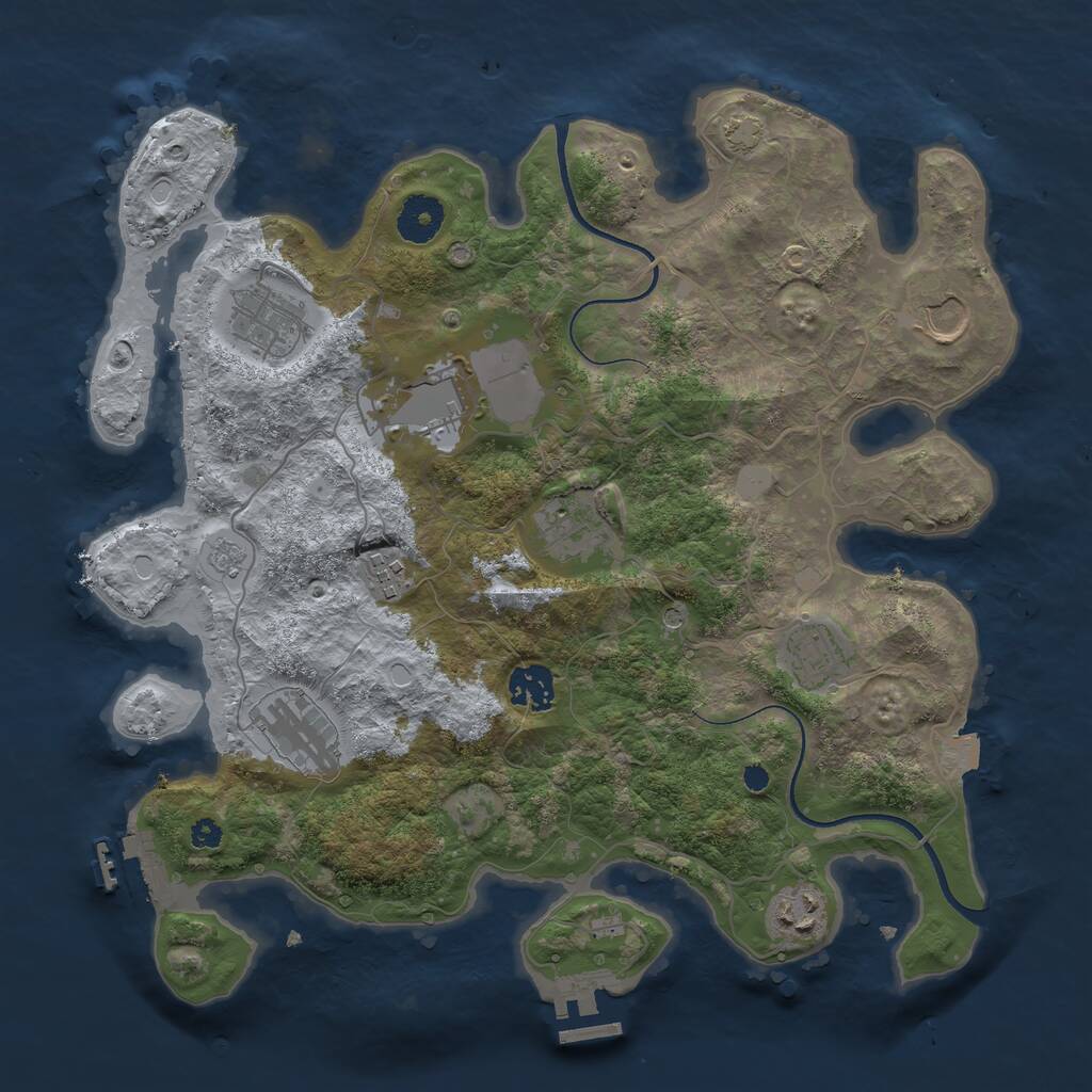 Rust Map: Procedural Map, Size: 3500, Seed: 1290653301, 15 Monuments