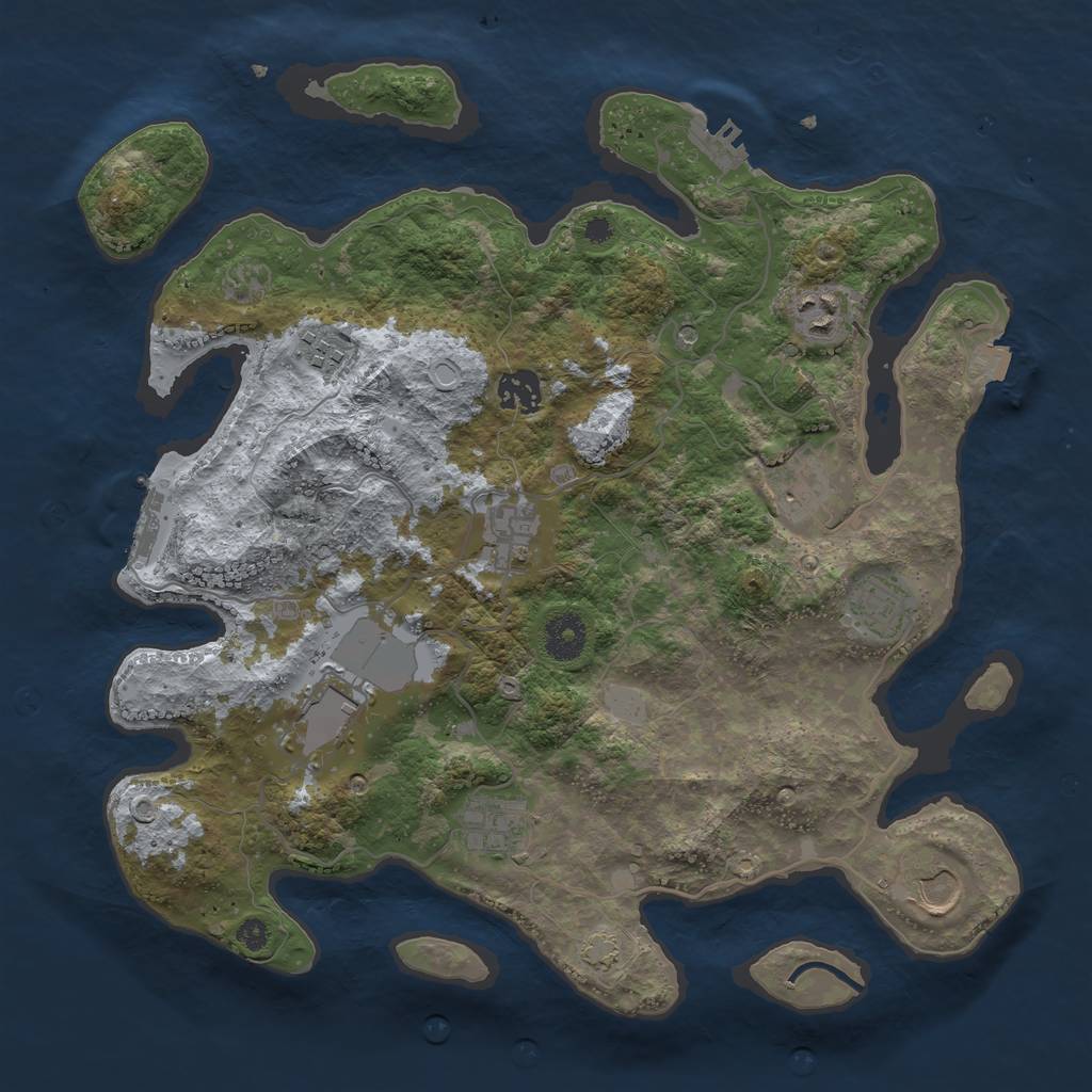Rust Map: Procedural Map, Size: 3600, Seed: 40916192, 16 Monuments