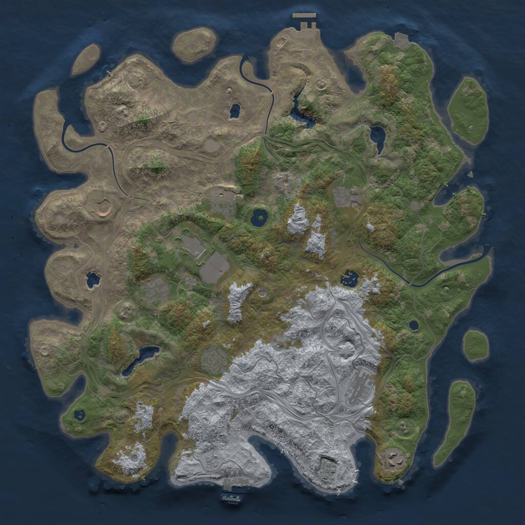 Rust Map: Procedural Map, Size: 4500, Seed: 379764179, 16 Monuments