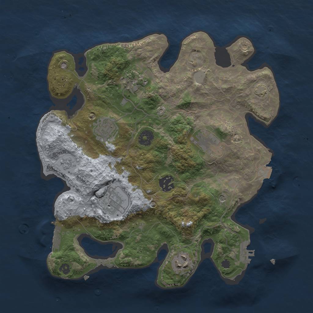 Rust Map: Procedural Map, Size: 3000, Seed: 46894, 14 Monuments