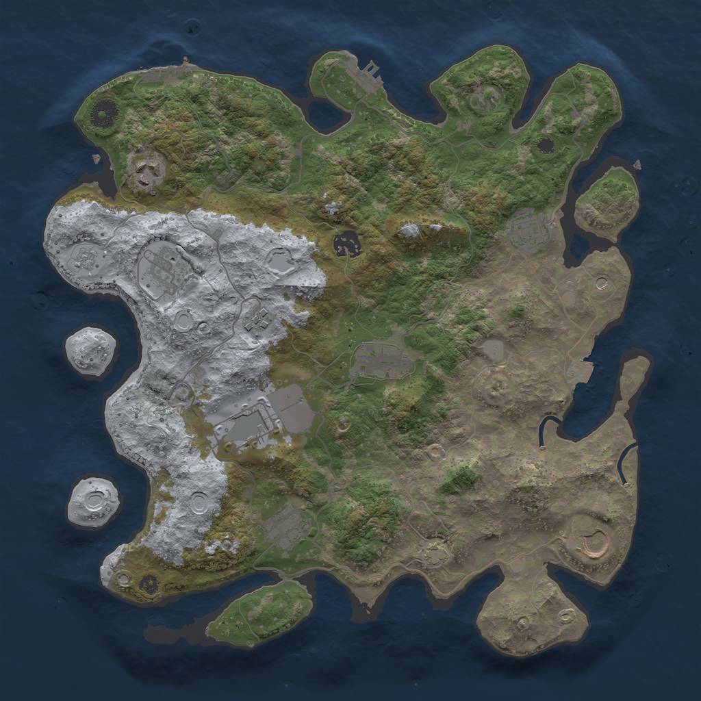 Rust Map: Procedural Map, Size: 3750, Seed: 1838361490, 17 Monuments