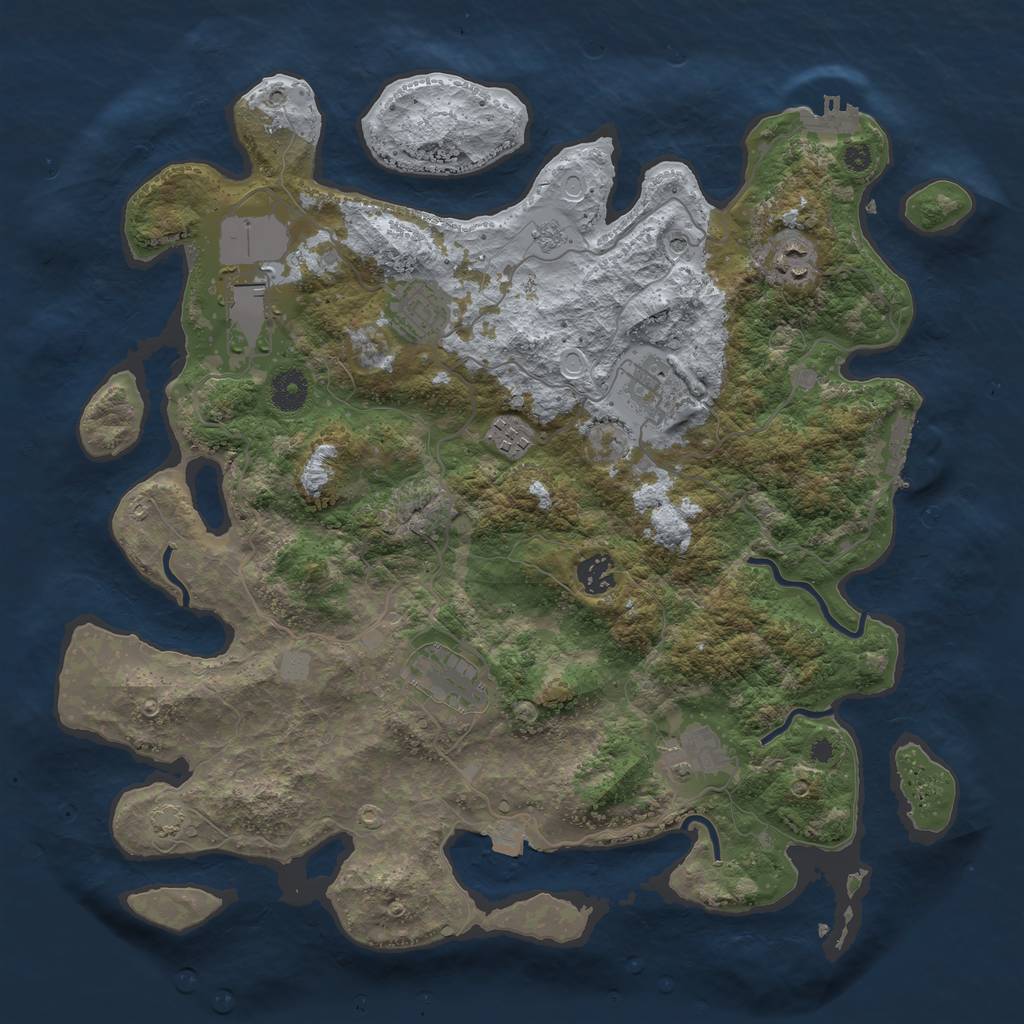 Rust Map: Procedural Map, Size: 3850, Seed: 88539967, 16 Monuments