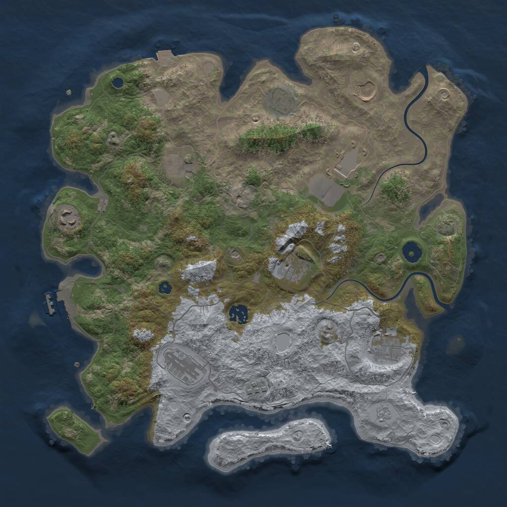 Rust Map: Procedural Map, Size: 3850, Seed: 94021226, 15 Monuments