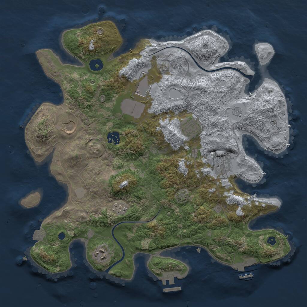 Rust Map: Procedural Map, Size: 3500, Seed: 597599472, 13 Monuments