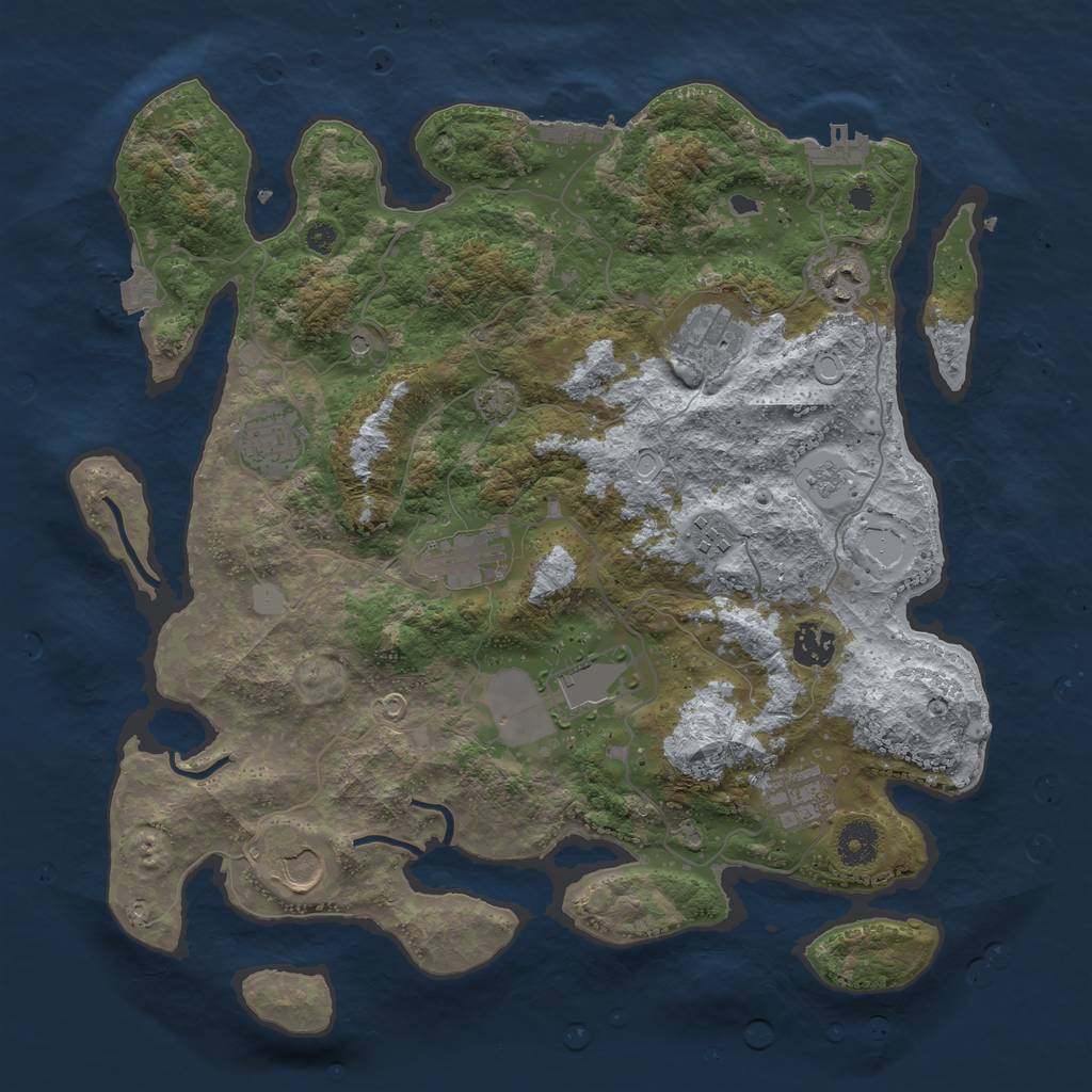 Rust Map: Procedural Map, Size: 3750, Seed: 1462853, 17 Monuments