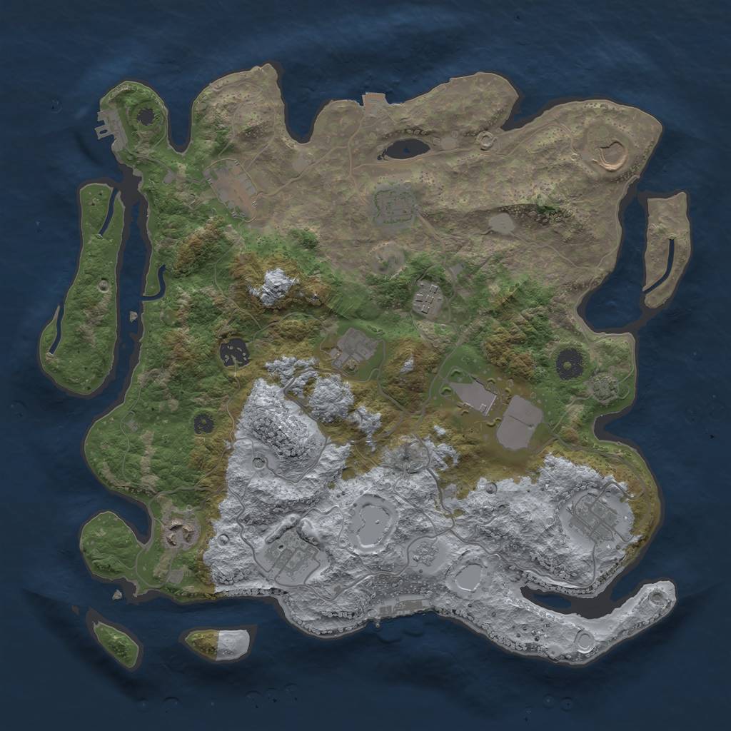 Rust Map: Procedural Map, Size: 3700, Seed: 26227186, 18 Monuments