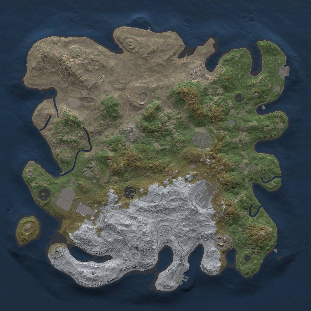 Rust Map: Procedural Map, Size: 3800, Seed: 9021304, 16 Monuments