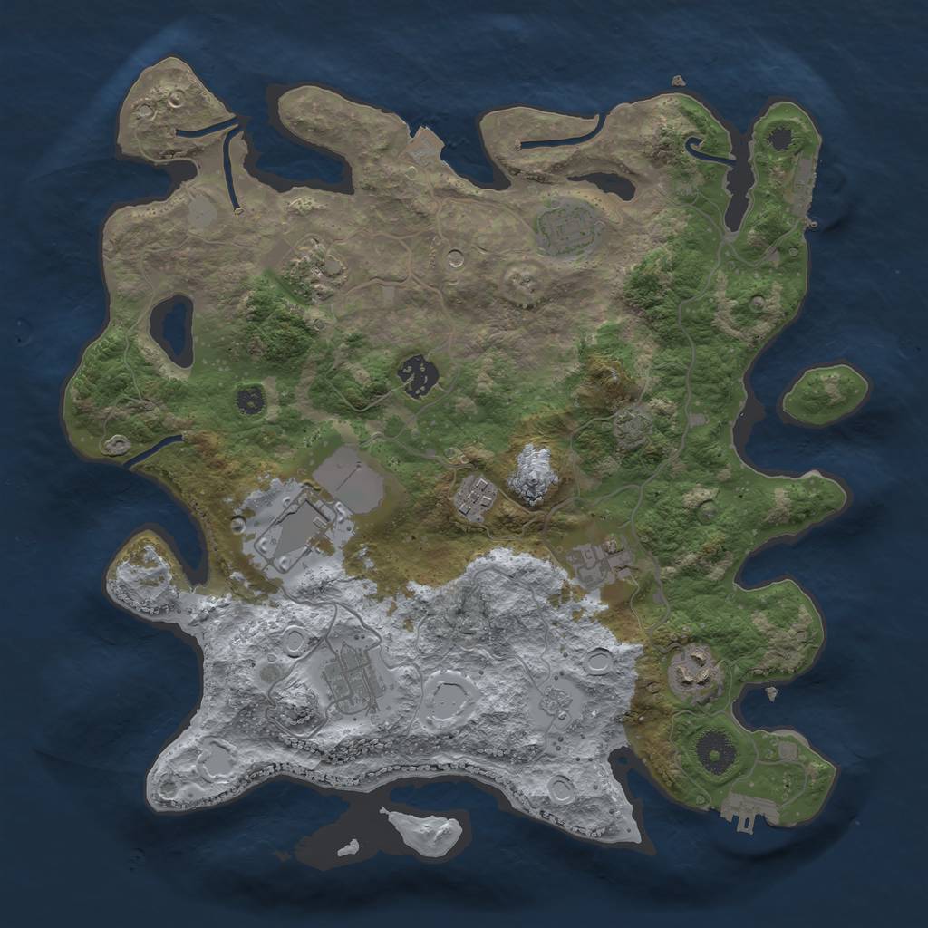 Rust Map: Procedural Map, Size: 3500, Seed: 857370702, 16 Monuments