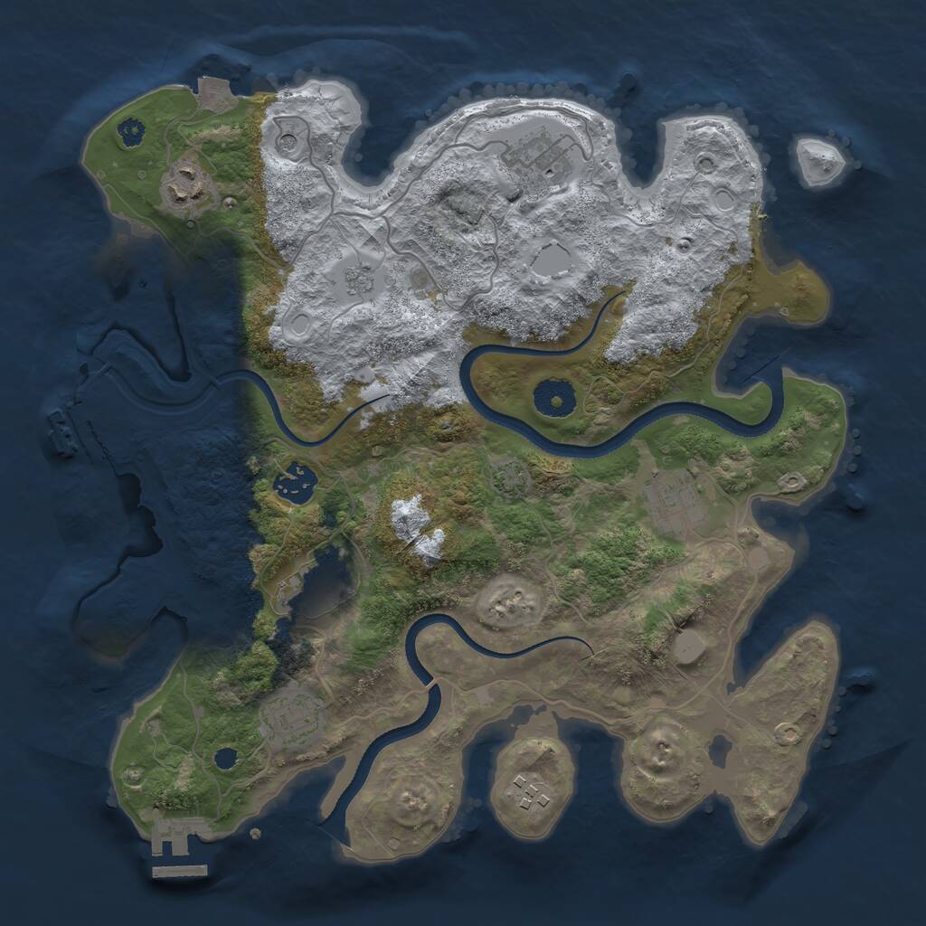 Rust Map: Procedural Map, Size: 3400, Seed: 41124667, 13 Monuments