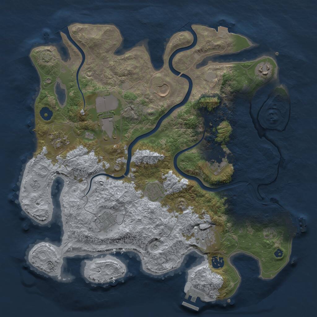 Rust Map: Procedural Map, Size: 3700, Seed: 1196848558, 16 Monuments