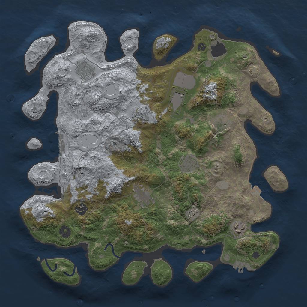 Rust Map: Procedural Map, Size: 3850, Seed: 27389375, 17 Monuments