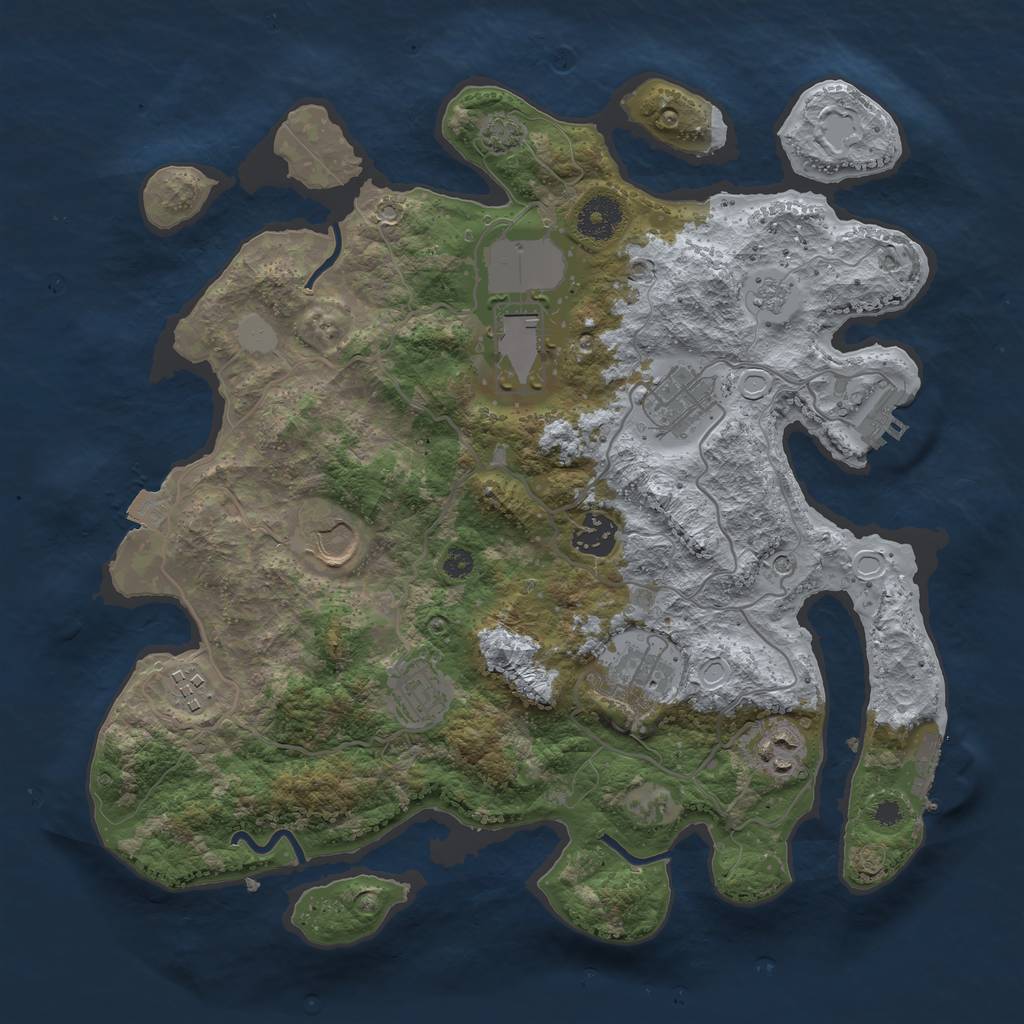 Rust Map: Procedural Map, Size: 3500, Seed: 838221214, 16 Monuments