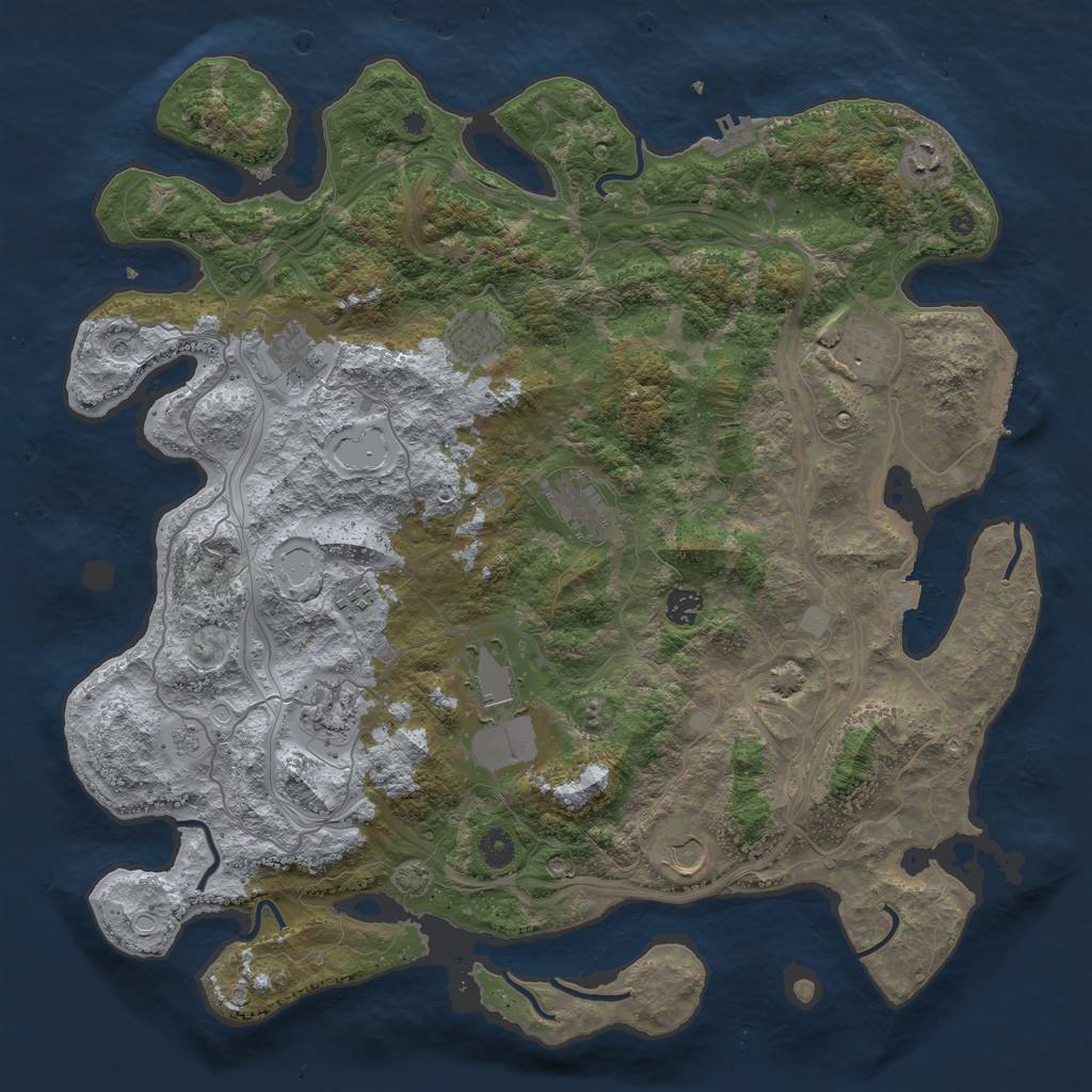 Rust Map: Procedural Map, Size: 4400, Seed: 8745574, 18 Monuments