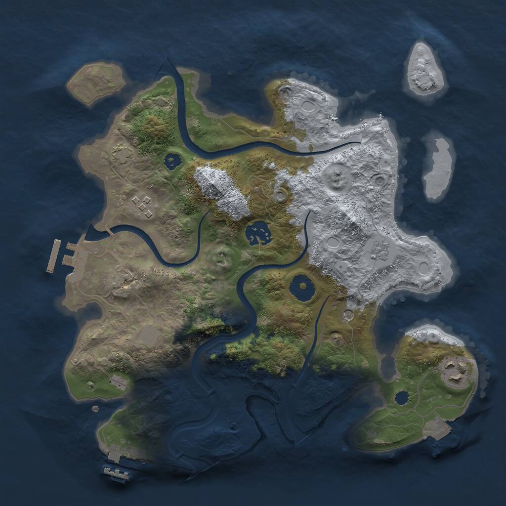 Rust Map: Procedural Map, Size: 3000, Seed: 8761098, 9 Monuments
