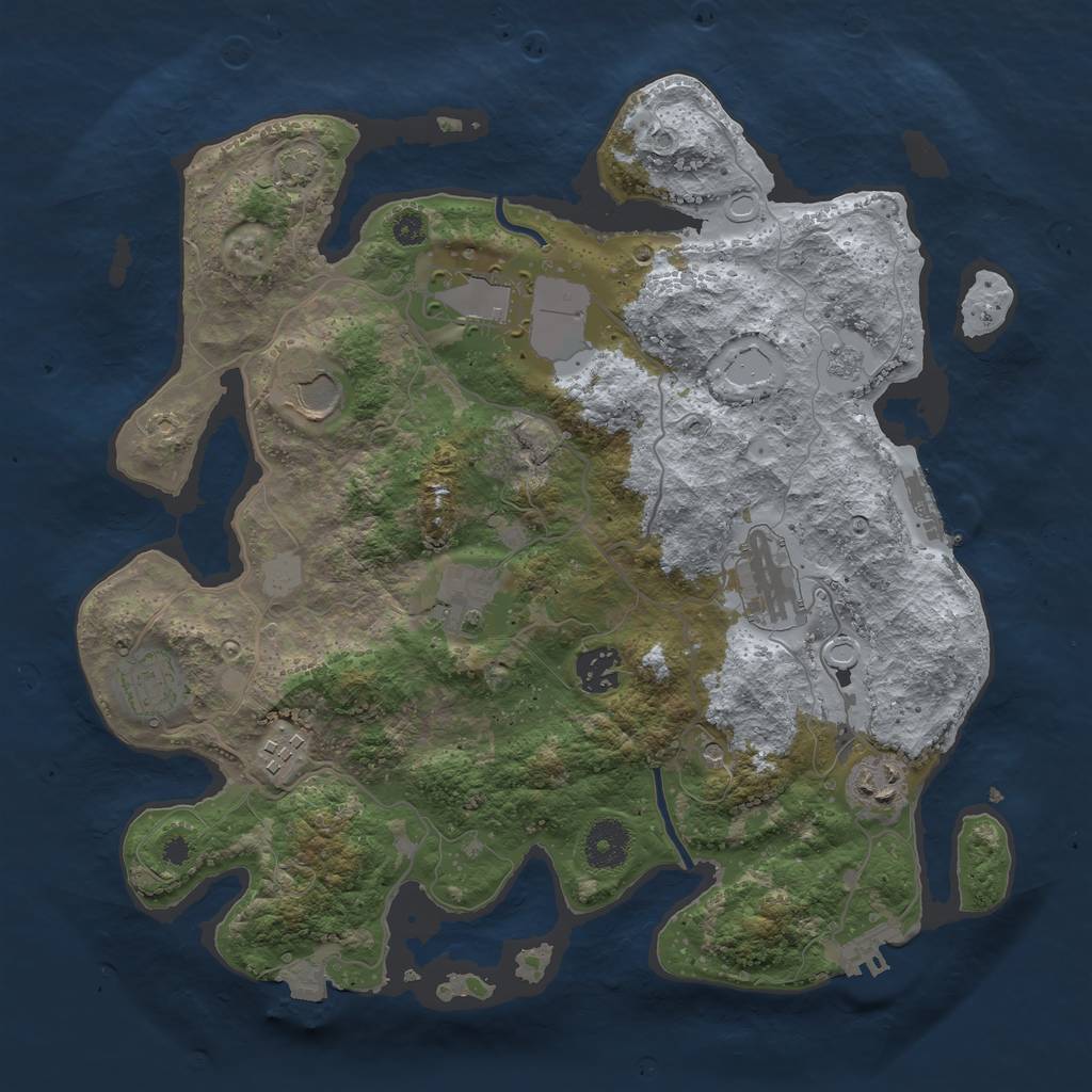 Rust Map: Procedural Map, Size: 3500, Seed: 552029330, 16 Monuments