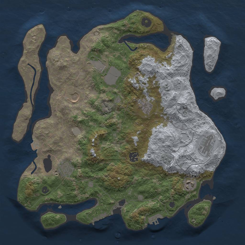Rust Map: Procedural Map, Size: 3650, Seed: 47501194, 16 Monuments