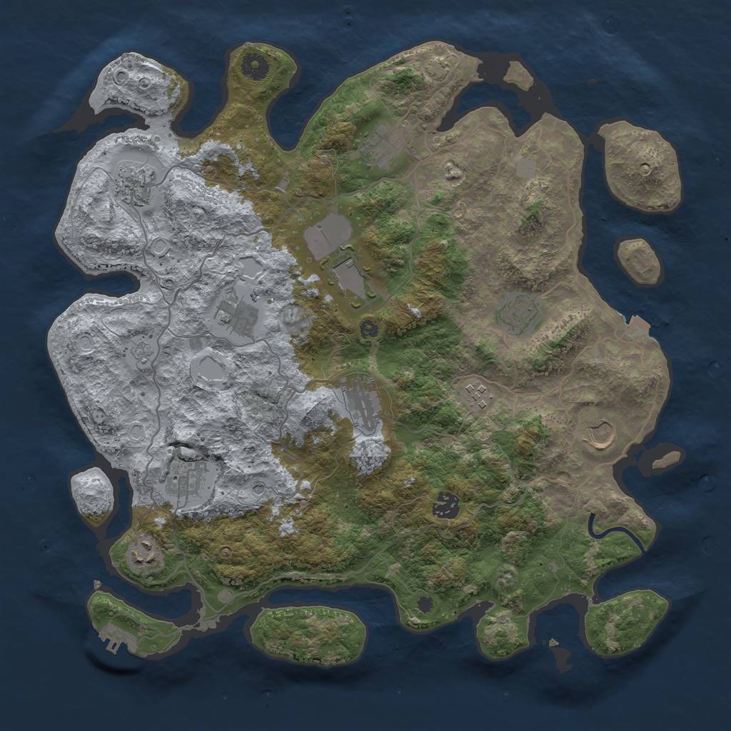 Rust Map: Procedural Map, Size: 4000, Seed: 4631092, 18 Monuments